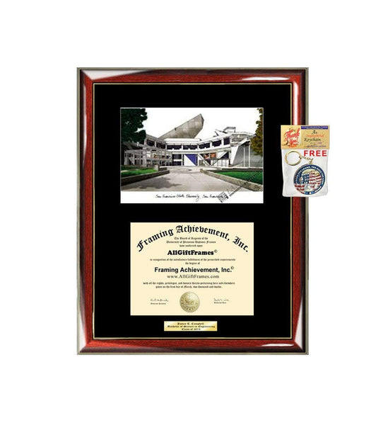 San Francisco State University Diploma Frame Lithograph SFSU Degree Framing College Certificate Graduation Gift Plaque Black Matted University Diploma Frames