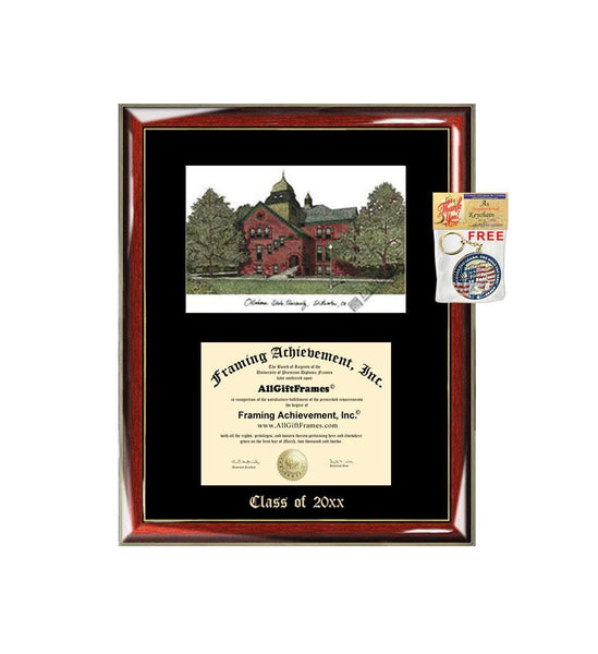 Oklahoma State University Diploma Frame Emboss Lithograph OSU Degree Frames Certificate Graduation Gift Glossy Prestige Mahogany Accents Single Black Matted University Diploma Frame