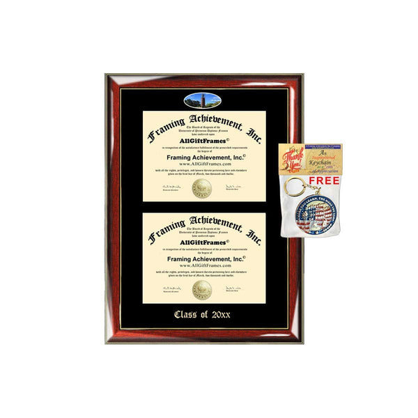 AllGiftFrames Double Certificate Frame Kettering University School Embossed Fisheye Campus Photo Dual School Two College Majors Custom Diploma Holder