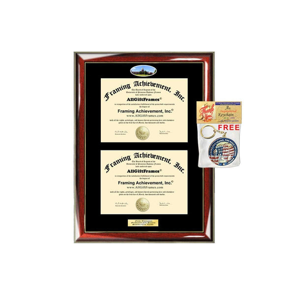 Double Diploma Frame Southern Illinois University SIU Dual Degree Holder Engraving Framing Two Certificate Holder Graduation Gift Bachelor Master MBA