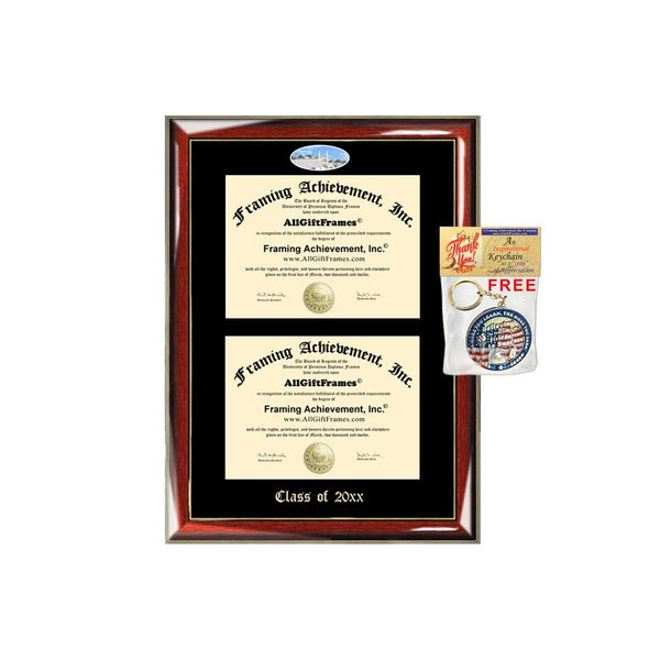 AllGiftFrames Double Certificate Frame University San Francisco USF School Embossed Fisheye Campus Photo Dual School Two College Majors Custom Diploma Holder