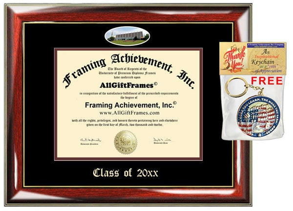 AllGiftFrames Custom Diploma Frame Embossed Oral Roberts University College Best Graduation ORU Frame Double Mat Campus Fisheye Picture Frame Cheap Certificate Graduate Gift