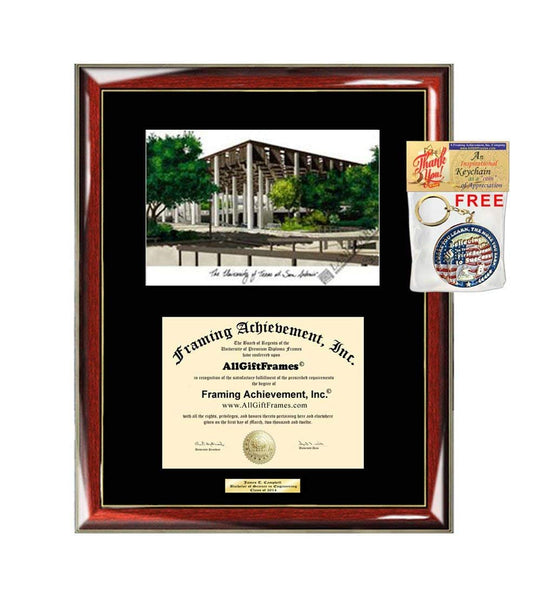 University of Texas San Antonio Diploma Frame Lithograph UTSA Degree Framing Graduation Certificate Holder Graduate Gift Black Matted University Diploma Frame