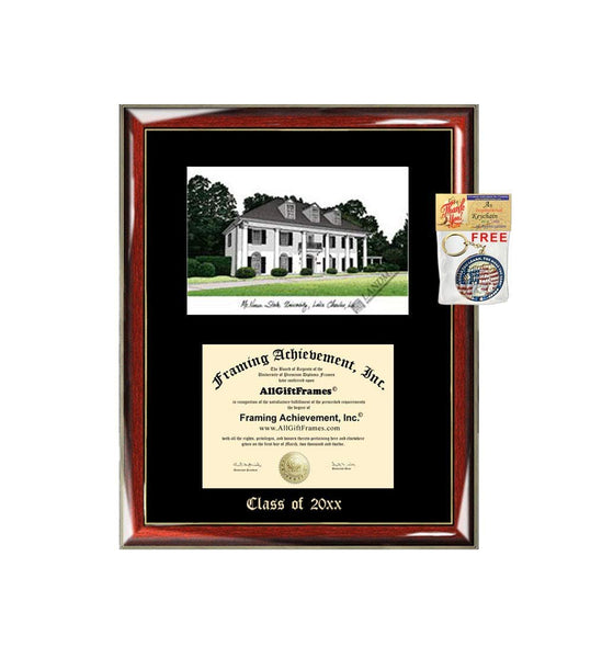 McNeese State University MSU Graduation Custom Frame Emboss Lithograph Diploma Degree Framing Embossed Bachelor MBA Master PHD Certificate Framing