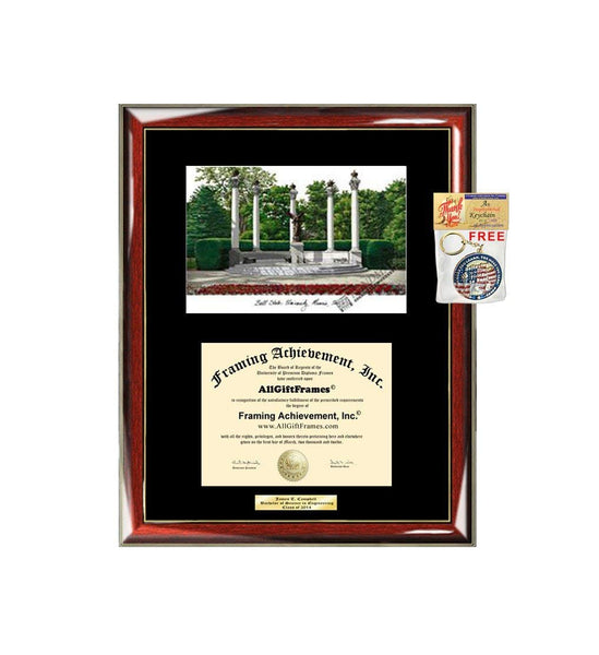 AllGiftFrames Ball State University BSU Diploma Frame Lithograph Degree Graduation Framing Black Matted Engraved Custom University Graduate Gift Holder Case