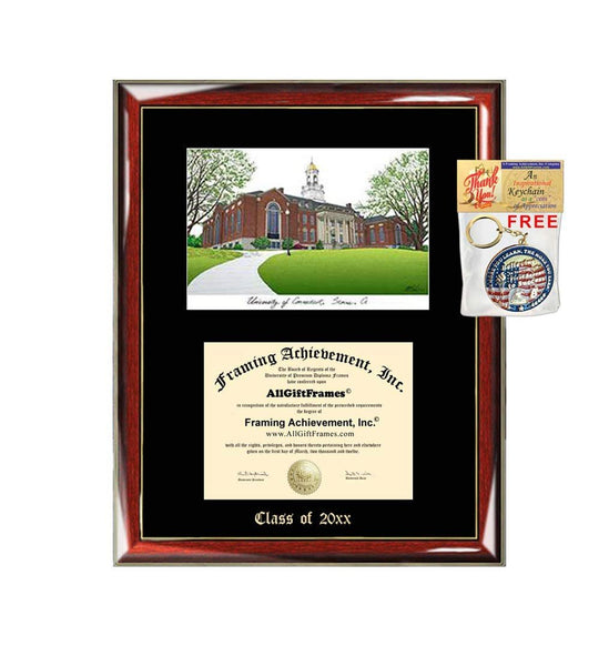 University of Connecticut Diploma Frame Emboss Lithograph UCONN Black Matted Case Holder Framing Degree Graduation Graduate Gifts University Diploma Frames