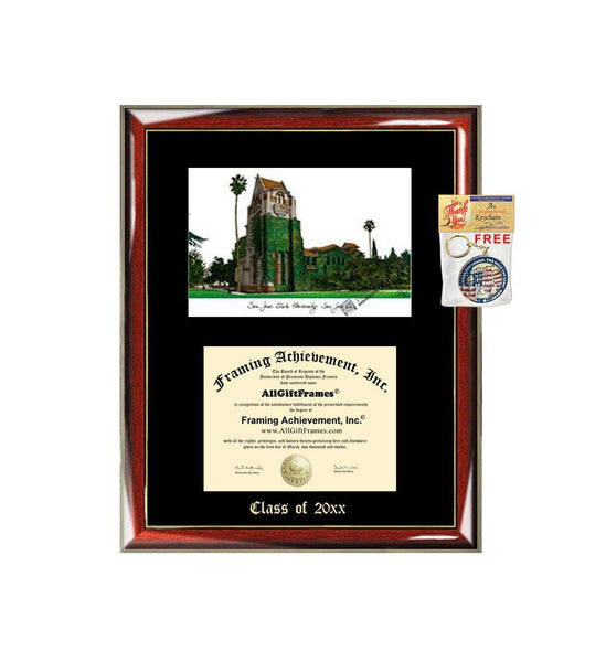 San Jose State University Diploma Frame Emboss Lithograph SJSU Degree Graduation Frames College Certificate Plaque Graduate Gift Single Black Mat University Diploma Frames