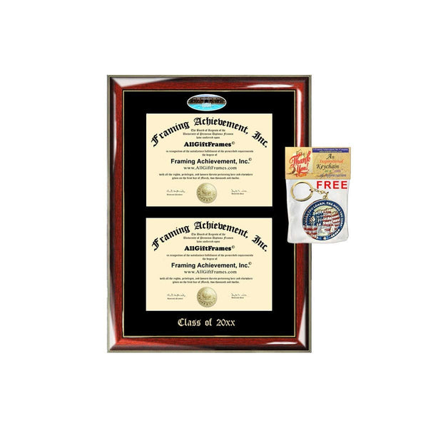 AllGiftFrames Double Certificate Frame UCF University of Central Florida School Embossed Fisheye Campus Photo Dual School Two College Majors Custom Diploma Holder