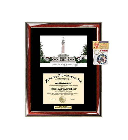 AllGiftFrames Louisiana State University LSU Diploma Frame Lithograph Degree Graduation Framing Black Matted Engraved Custom University Graduate Gift Holder Case