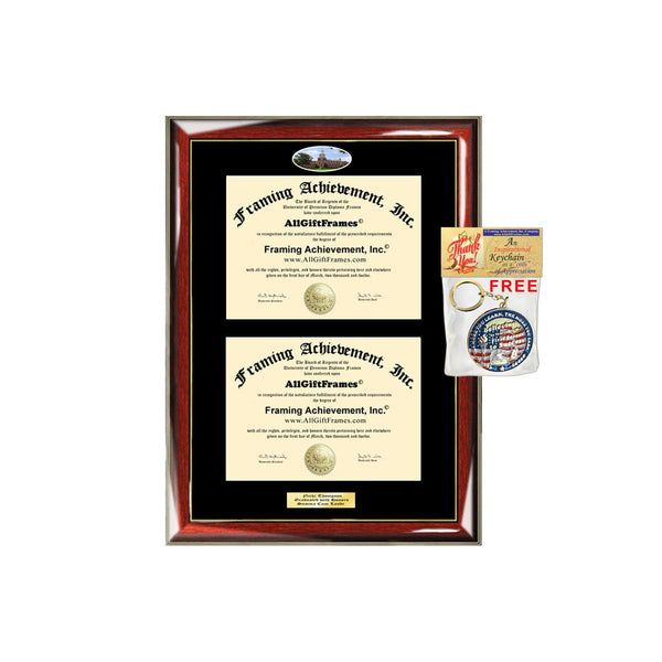 Double Diploma Frame Howard University Dual Degree Holder Engraving Framing Two Certificate Holder Graduation Gift Bachelor Master MBA School