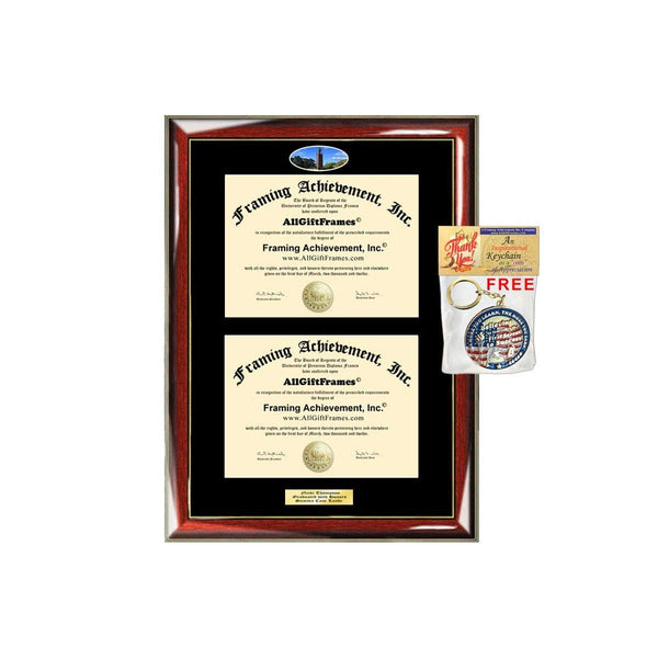 Double Diploma Frame Kettering University Dual Degree Holder Engraving Framing Two Certificate Holder Graduation Gift Bachelor Master MBA School