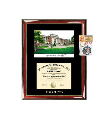 Oregon State University Diploma Frame Emboss Lithograph OSU Degree Framing Certificate Graduation University Frames Prestige Mahogany Accents Single Black Matted Diploma Frame