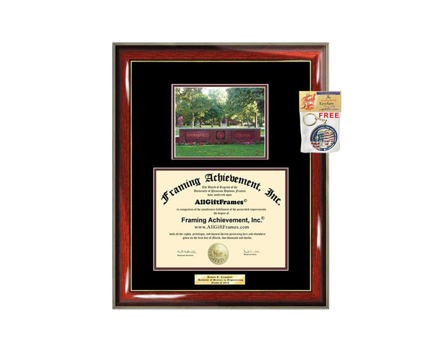 Diploma Frame Springfield College Graduation Gift Idea Engraved Picture Frames Engraving Degree Graduate Bachelor Masters MBA PHD Doctorate School