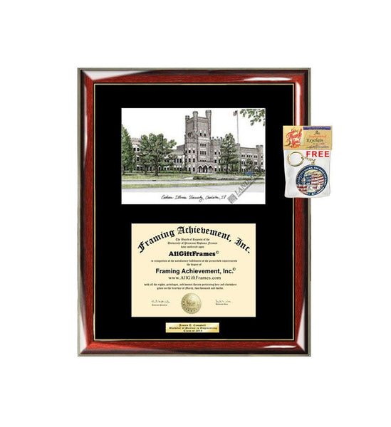 AllGiftFrames Eastern Illinois University EIU Diploma Frame Lithograph Degree Graduation Framing Black Matted Engraved Custom University Graduate Gift Holder Case