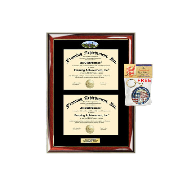 Double Diploma Frame DePauw University Dual Degree Holder Fisheye Framing Two Certificate Frames Bachelor Master
