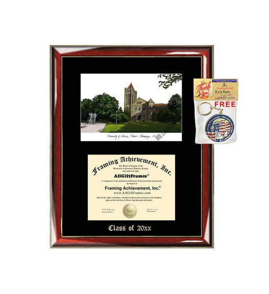 AllGiftFrames University of Illinois Urbana Champaign Diploma Frame Emboss Lithograph UIUC Graduation Gift Degree Case Holder Certificate Plaque Black Matted