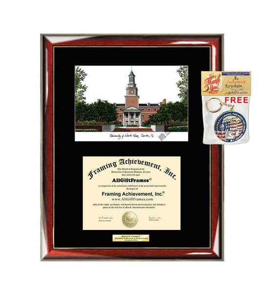 University of North Texas Diploma Frame Lithograph UNT Graduation Degree Framing Graduate Gift Certificate University Diploma Frames