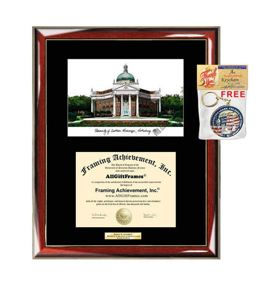University of Southern Mississippi Diploma Frame Lithograph USM Graduation Degree Framing Graduate Gift University Diploma Frames
