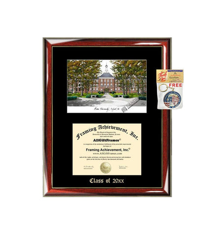 Miami University of Ohio Diploma Frame Emboss Lithograph Premium Wood Glossy Prestige Mahogany with Gold Accents Single Black Matted University Graduation Diploma Frame
