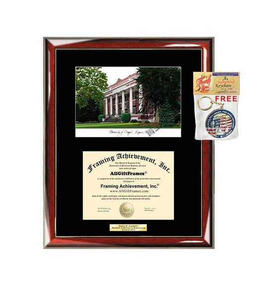 University of Oregon Diploma Frame Lithograph Graduation Degree Framing Certificate College Plaque Prestige Mahogany Single Black Matted University Diploma Frames