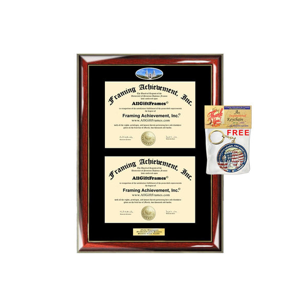 Double Diploma Frame Villanova University Dual Degree Holder Engraving Framing Two Certificate Holder Graduation Gift Bachelor Master MBA