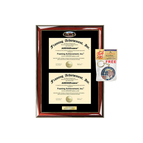 Double Diploma Frame Quinnipiac University Dual Degree Holder Engraving Framing Two Certificate Holder Graduation Gift Bachelor Master MBA