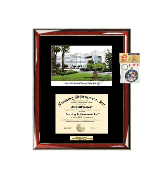 AllGiftFrames Embry-Riddle Aeronautical University ERAU Diploma Frame Lithograph Degree Graduation Framing Black Matted Engraved Custom University Graduate Gift Holder Case