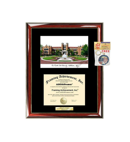 AllGiftFrames Florida State University FSU Diploma Frame Lithograph Degree Graduation Framing Black Matted Engraved Custom University Graduate Gift Holder Case