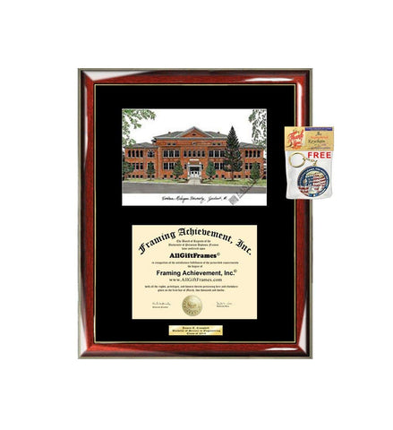 AllGiftFrames Eastern Michigan University EMU Diploma Frame Lithograph Degree Graduation Framing Black Matted Engraved Custom University Graduate Gift Holder Case
