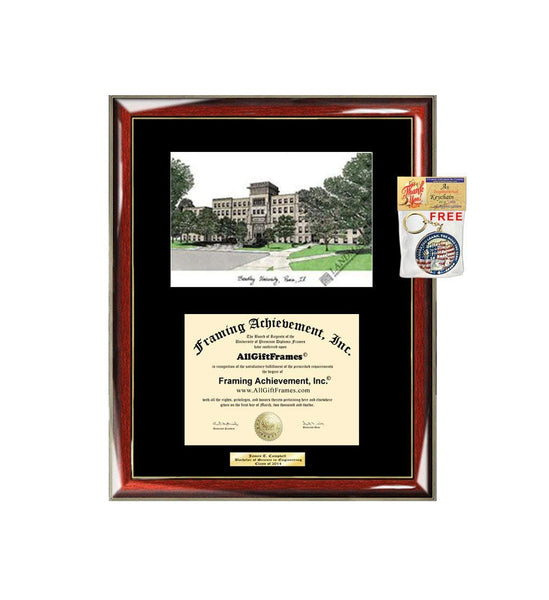 AllGiftFrames Bradley University Diploma Frame Lithograph Degree Graduation Framing Black Matted Engraved Custom University Graduate Gift Holder Case