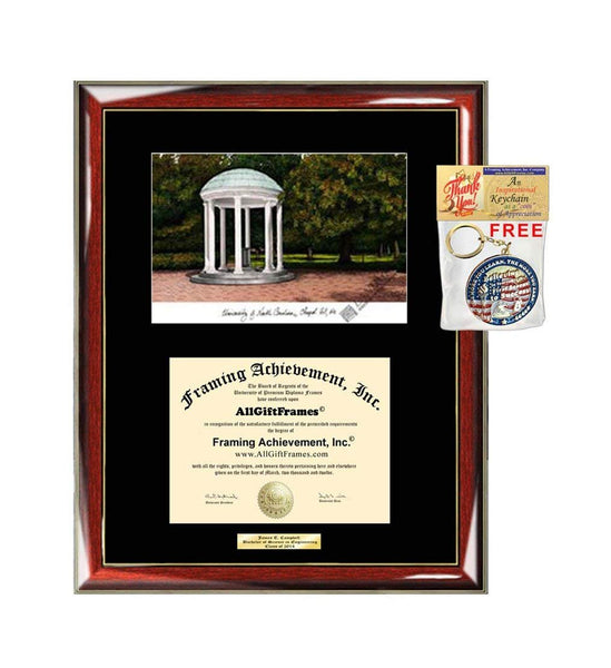 University of North Carolina Chapel Hill Diploma Frame Lithograph UNCCH University Diploma Frame Graduation Degree Holder Case Plaque UNC Chapel Hill