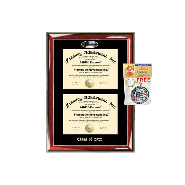 AllGiftFrames Double Certificate Frame Capital University School Embossed Fisheye Campus Photo Dual School Two College Majors Degree Diploma Holder