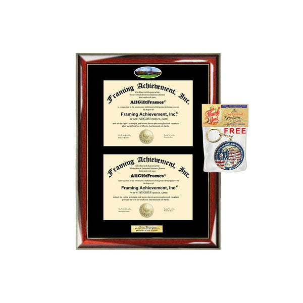 Double Diploma Frame Binghamton University SUNY Campus Photo Graduation Dual Degree Plaque Gift Framing Two Degree Plaque