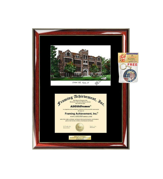 AllGiftFrames Aurora University Diploma Frame Lithograph Degree Graduation Framing Black Matted Engraved Custom University Graduate Gift Holder Case