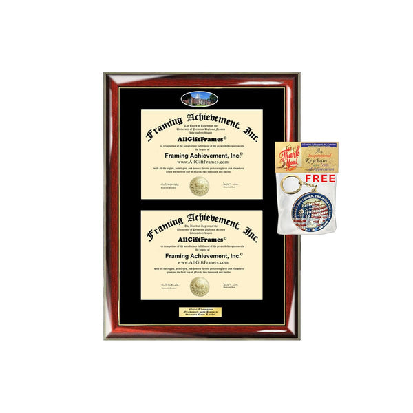 Double Diploma Frame UConn University of Connecticut Dual Degree Holder Engraving Framing Two Certificate Holder Graduation Gift Bachelor Master MBA