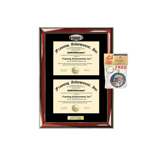 Double Diploma Frame Coastal Carolina University CCU Campus Photo Graduation Dual Degree Plaque Gift Engraving Large Graduate Degree