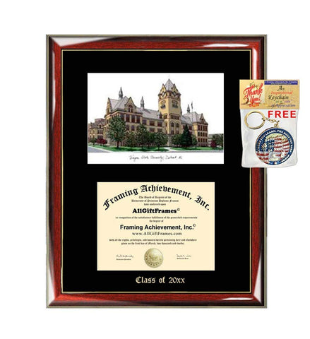 Wayne State University Diploma Frame WSU Emboss Lithograph Degree Framing Certificate Holder Graduation Frames Plaque Graduate Plaque