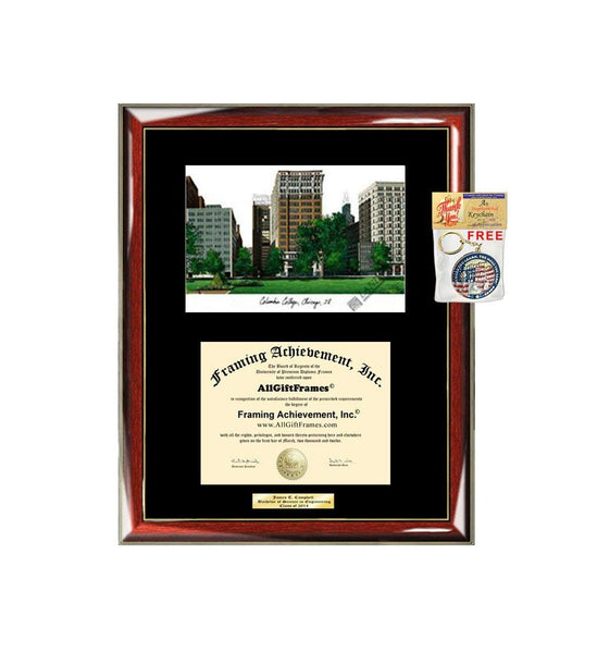 AllGiftFrames Columbia College Chicago Diploma Frame Lithograph Degree Graduation Framing Black Matted Engraved Custom University Graduate Gift Holder Case