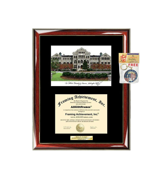 Catholic University of America CUA Diploma Frame Lithograph Degree Graduation Framing Black Matted Engraved Custom University Graduate Gift Holder Case