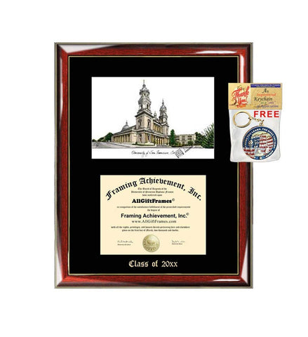 University of San Francisco Diploma Frame Emboss Lithograph USF Degree Certificate Framing Graduation Gift Graduate Black Matted Frames