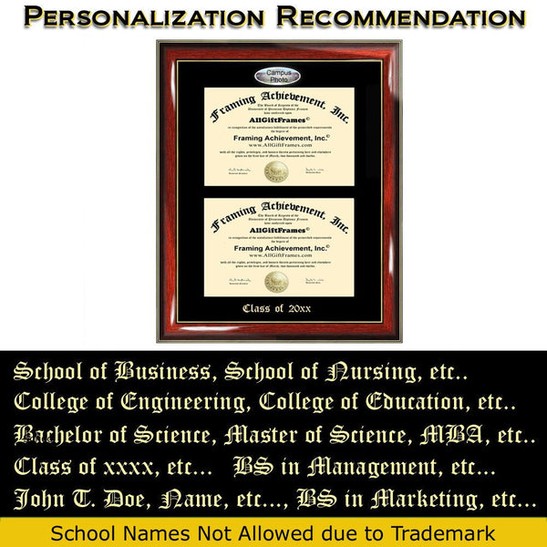 AllGiftFrames Double Certificate Frame California State University Bakersfield CSUB School Embossed Fisheye Campus Photo Dual School Two Degree Diploma Holder