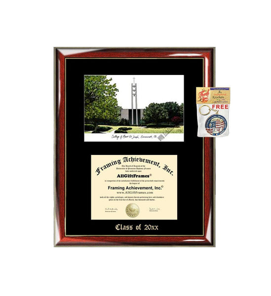 College of Mt. St. Josephs MSJ Graduation Custom Frame Emboss Lithograph Diploma Degree Framing Embossed Bachelor MBA Master PHD Certificate Framing