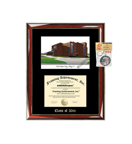 Northeastern Illinois University Diploma Frame Emboss Lithograph Premium Wood Glossy Prestige Mahogany with Gold Accents Single Black Matted Graduation University NEIU Diploma Frame
