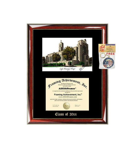 Loyola University of Chicago LUC Graduation Custom Frame Emboss Lithograph Diploma Degree Framing Embossed Bachelor MBA Master PHD Certificate Framing