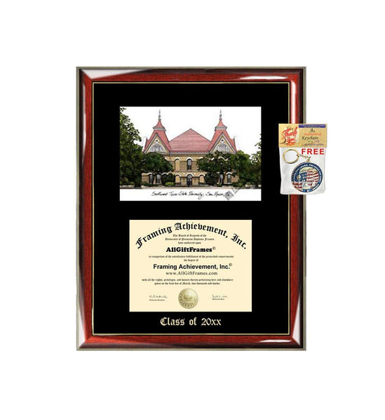 Texas State University formerly Southwest Texas State University Diploma Frame Emboss Lithograph College Degree Framing Certificate Black Matted Graduate Gift University Diploma Frame