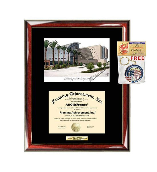 University of Nevada Las Vegas Diploma Frame Lithograph UNLV Graduation Degree Framing Graduate Gift Black Matted University Image Frames