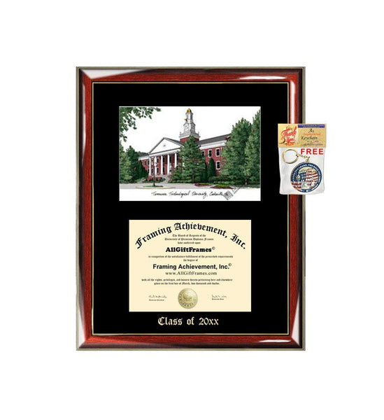 Tennessee Technological University Diploma Frame Emboss Lithograph TTU Graduation Gift Degree Framing Certificate Plaque Black Matted University Diploma Frames