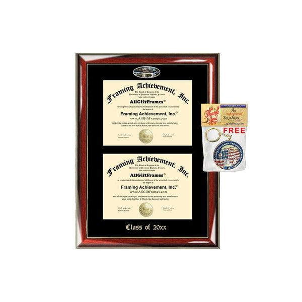 AllGiftFrames Double Certificate Frame UCSC University of California Santa Cruz School Embossed Fisheye Campus Photo Dual School Two College Majors Custom Diploma Holder