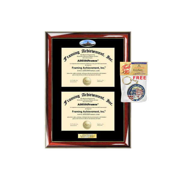 Double Diploma Frame Gallaudet University Dual Degree Holder Engraving Framing Two Certificate Holder Graduation Gift Bachelor Master MBA