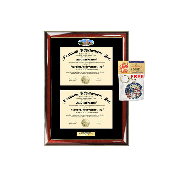 Double Diploma Frame UCO University of Central Oklahoma Dual Degree Holder Engraving Framing Two Certificate Holder Graduation Gift Bachelor Master MBA